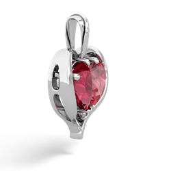 Lab Ruby Two Become One 14K White Gold pendant P5330