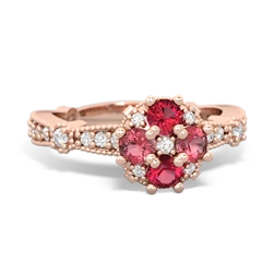 Lab Ruby Sparkling Tiara Cluster 14K Rose Gold ring R26293RD