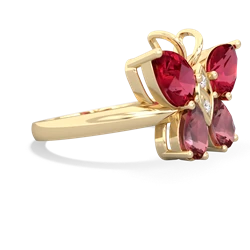 Lab Ruby Butterfly 14K Yellow Gold ring R2215