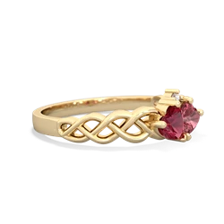 Lab Ruby Heart To Heart Braid 14K Yellow Gold ring R5870