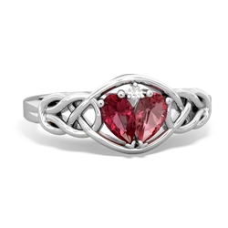 Lab Ruby Celtic Love Knot 14K White Gold ring R5420