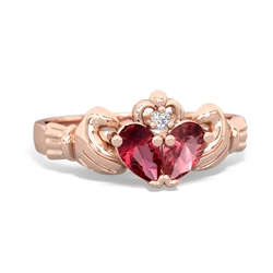 Lab Ruby 'Our Heart' Claddagh 14K Rose Gold ring R2388