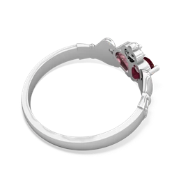 Lab Ruby 'Our Heart' Claddagh 14K White Gold ring R2388