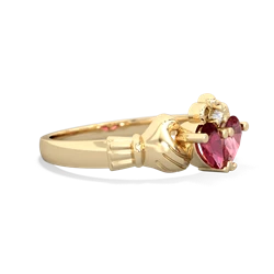 Lab Ruby 'Our Heart' Claddagh 14K Yellow Gold ring R2388