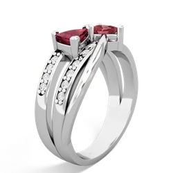 Lab Ruby Bowtie 14K White Gold ring R2360