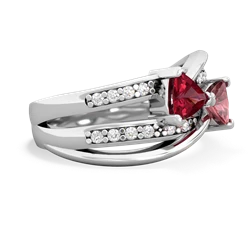 Lab Ruby Bowtie 14K White Gold ring R2360