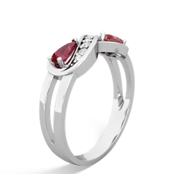 Lab Ruby Diamond Infinity 14K White Gold ring R5390