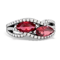 Lab Ruby Diamond Rivers 14K White Gold ring R3070