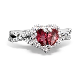 Lab Ruby Diamond Twist 'One Heart' 14K White Gold ring R2640HRT