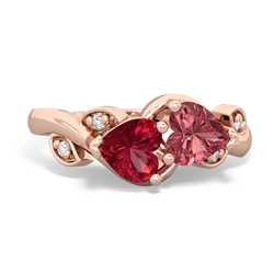 Lab Ruby Floral Elegance 14K Rose Gold ring R5790