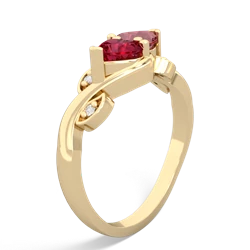 Lab Ruby Floral Elegance 14K Yellow Gold ring R5790