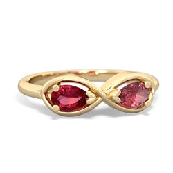 Lab Ruby Infinity 14K Yellow Gold ring R5050