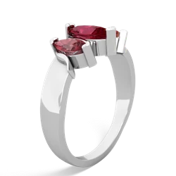 Lab Ruby Three Peeks 14K White Gold ring R2433