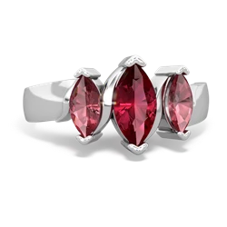 Lab Ruby Three Peeks 14K White Gold ring R2433