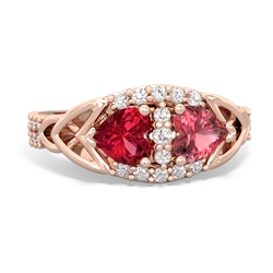 Lab Ruby Sparkling Celtic Knot 14K Rose Gold ring R2645