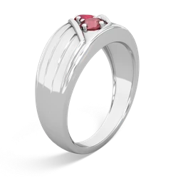 Lab Ruby Men's Streamline 14K White Gold ring R0460