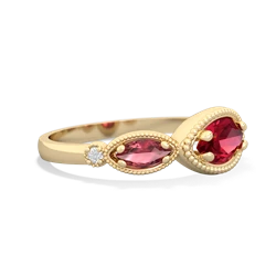 Lab Ruby Milgrain Marquise 14K Yellow Gold ring R5700