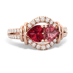 Lab Ruby Art-Deco Keepsake 14K Rose Gold ring R5630