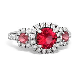 Lab Ruby Regal Halo 14K White Gold ring R5350