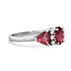 Lab Ruby Antique Style Three Stone 14K White Gold ring R2186