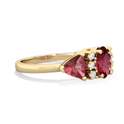 Lab Ruby Antique Style Three Stone 14K Yellow Gold ring R2186