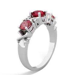 Lab Ruby Hugs And Kisses 14K White Gold ring R5016