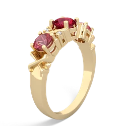 Lab Ruby Hugs And Kisses 14K Yellow Gold ring R5016