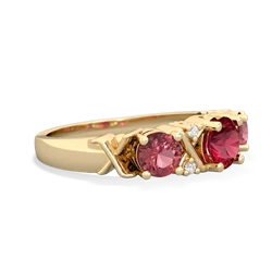 Lab Ruby Hugs And Kisses 14K Yellow Gold ring R5016