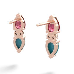 Lab Ruby Bowtie Drop 14K Rose Gold earrings E0865