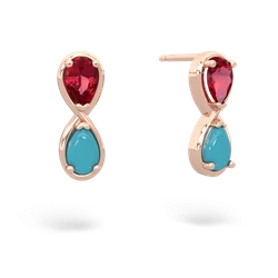 Lab Ruby Infinity 14K Rose Gold earrings E5050