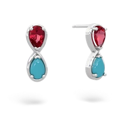 Lab Ruby Infinity 14K White Gold earrings E5050