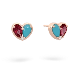 Lab Ruby 'Our Heart' 14K Rose Gold earrings E5072
