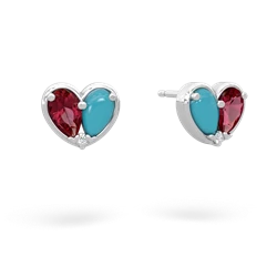 Lab Ruby 'Our Heart' 14K White Gold earrings E5072