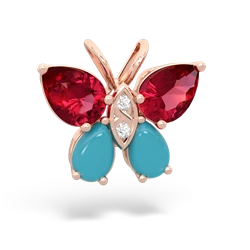Lab Ruby Butterfly 14K Rose Gold pendant P2215