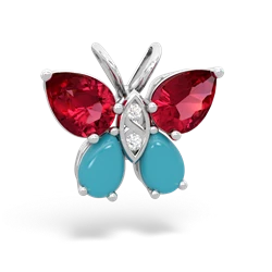 Lab Ruby Butterfly 14K White Gold pendant P2215