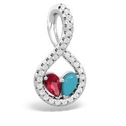 Lab Ruby Pave Twist 'One Heart' 14K White Gold pendant P5360