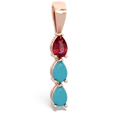 Lab Ruby Dew Drops 14K Rose Gold pendant P2251