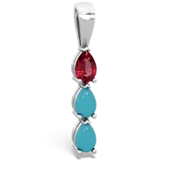 Lab Ruby Dew Drops 14K White Gold pendant P2251