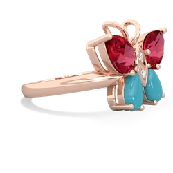 Lab Ruby Butterfly 14K Rose Gold ring R2215