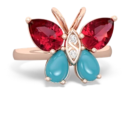 Lab Ruby Butterfly 14K Rose Gold ring R2215