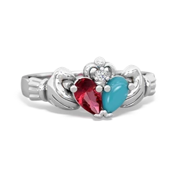 Lab Ruby 'Our Heart' Claddagh 14K White Gold ring R2388