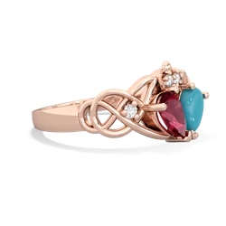 Lab Ruby 'One Heart' Celtic Knot Claddagh 14K Rose Gold ring R5322