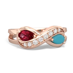 Lab Ruby Diamond Infinity 14K Rose Gold ring R5390