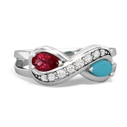 Lab Ruby Diamond Infinity 14K White Gold ring R5390