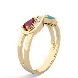 Lab Ruby Diamond Infinity 14K Yellow Gold ring R5390