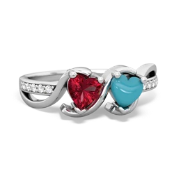 Lab Ruby Side By Side 14K White Gold ring R3090