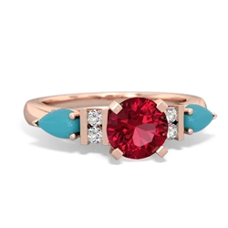 Lab Ruby 6Mm Round Eternal Embrace Engagement 14K Rose Gold ring R2005
