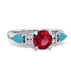 Lab Ruby 6Mm Round Eternal Embrace Engagement 14K White Gold ring R2005