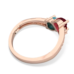 Lab Ruby Snuggling Hearts 14K Rose Gold ring R2178