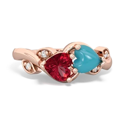 Lab Ruby Floral Elegance 14K Rose Gold ring R5790